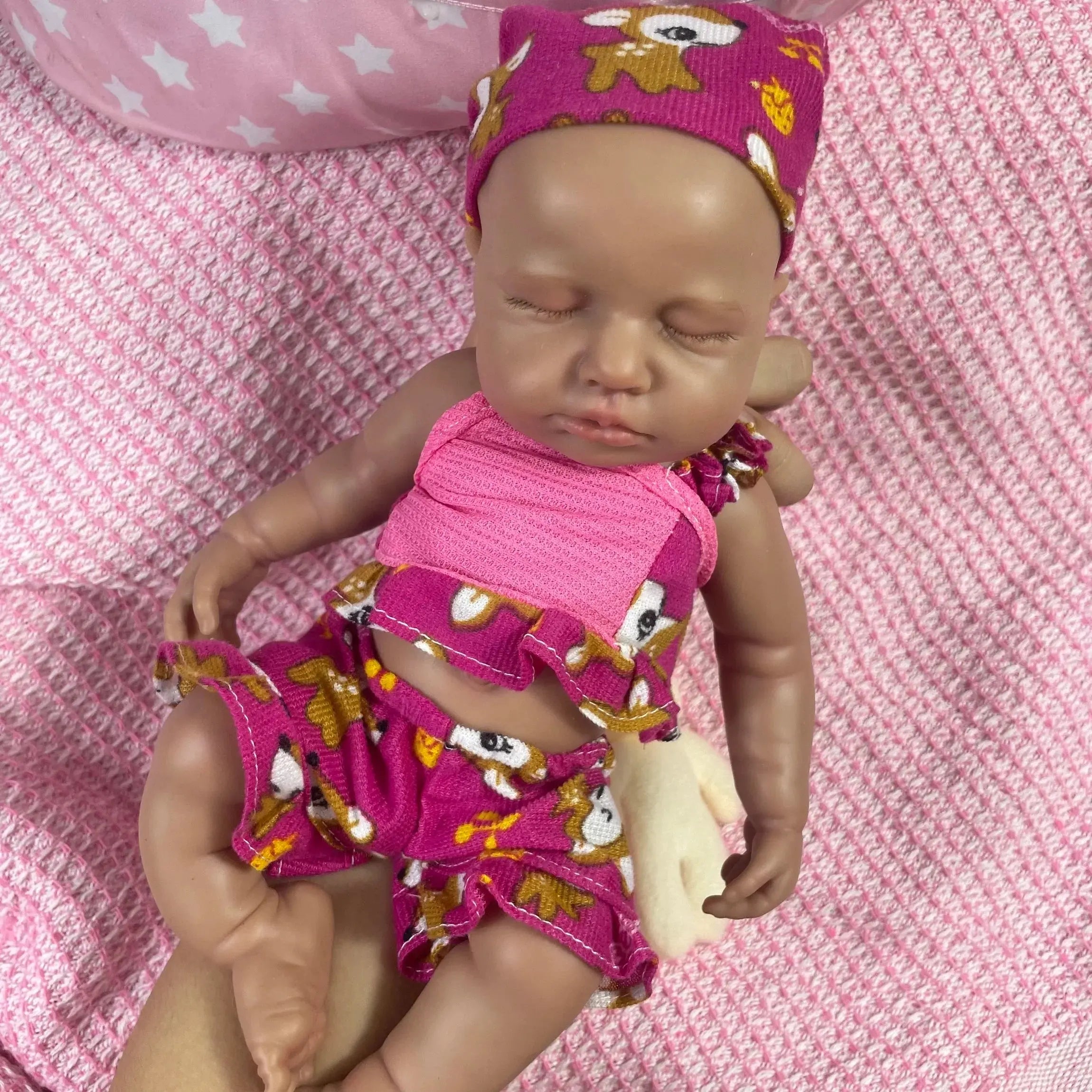 Image of Reborn Baby Dolls Mini 12 Inch Dark Skin Full Silicone Reborn Baby