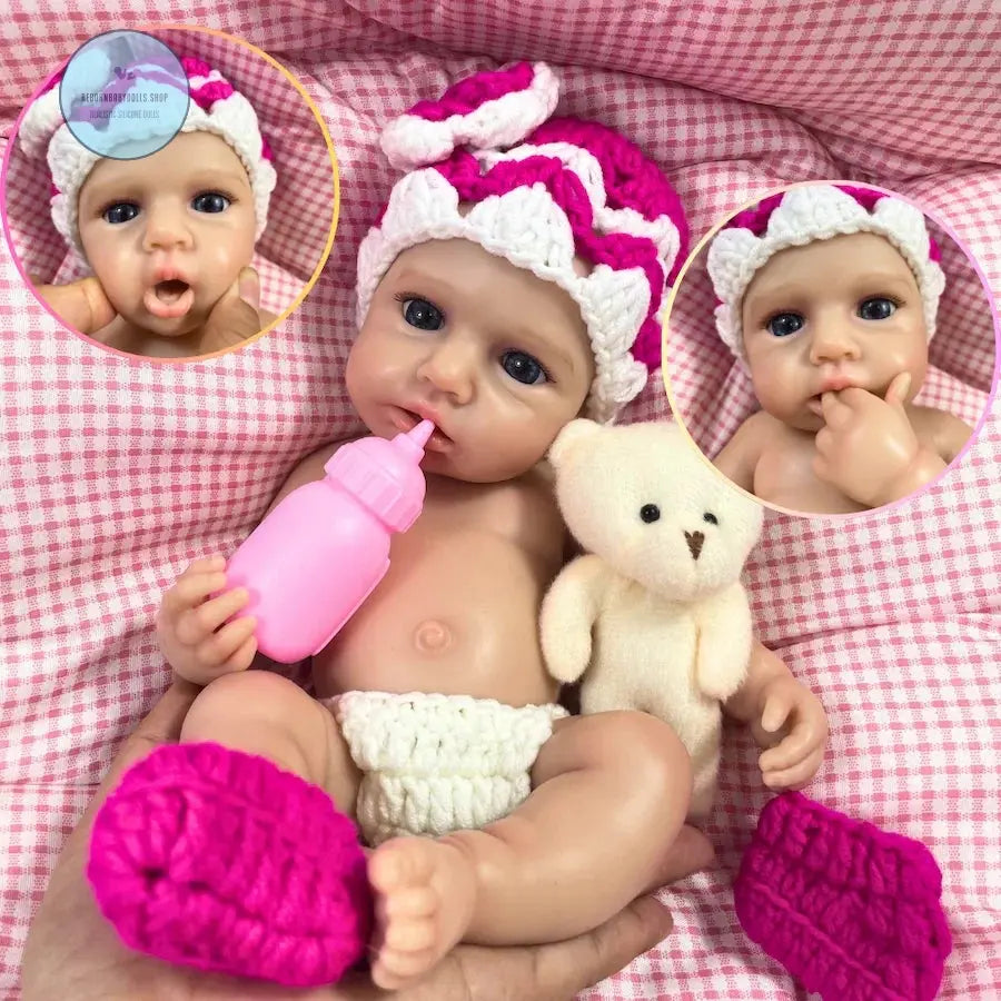 Image of Reborn Baby Dolls Mini 12Inch Loulou Awake Can Open Mouth Silicone