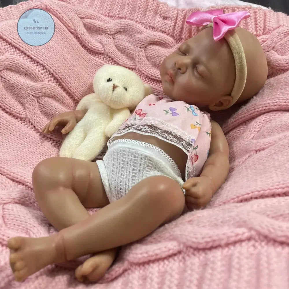 Image of Reborn Baby Dolls Mini 13 Inch Dark Skin Full Silicone Reborn Baby