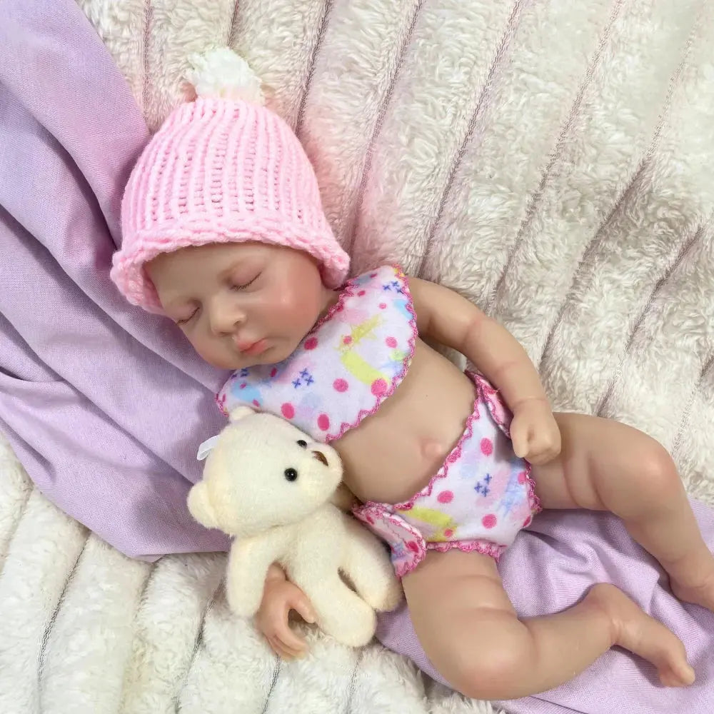Image of Reborn Baby Dolls Mini 13 Inch Full Silicone Reborn Baby Doll Luna