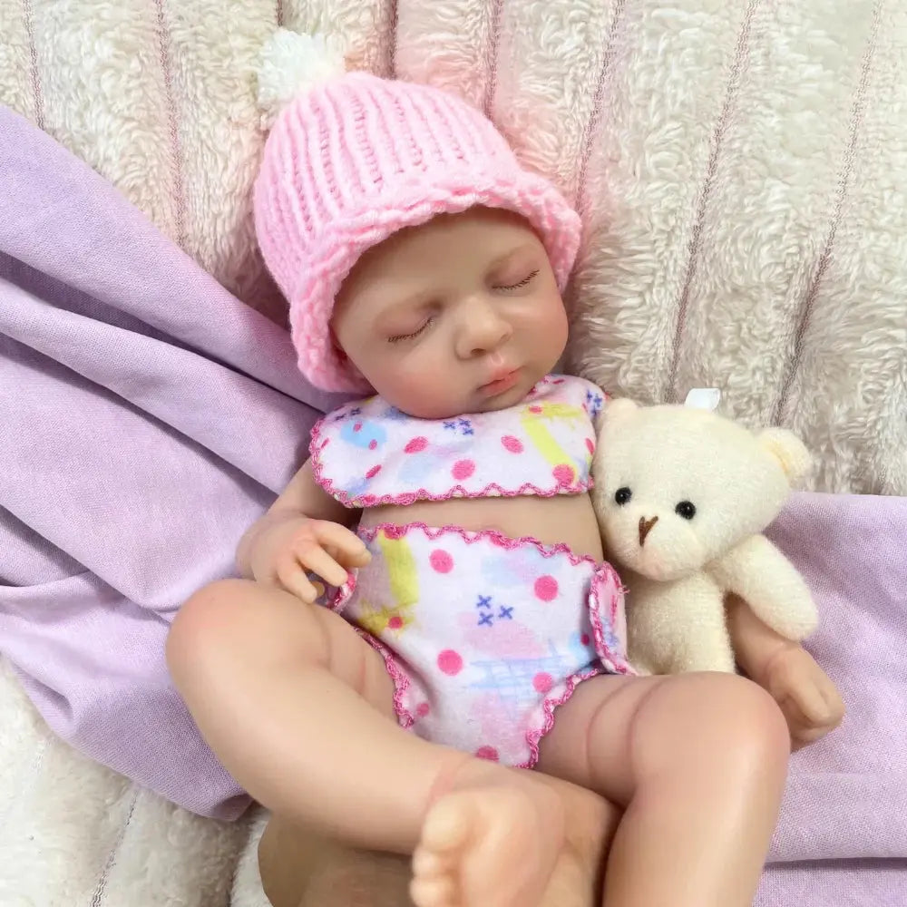 Image of Reborn Baby Dolls Mini 13 Inch Full Silicone Reborn Baby Doll Luna