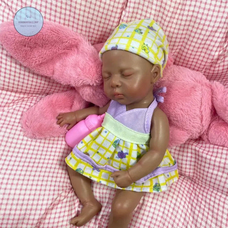 Image of Reborn Baby Dolls Mini 13 Inch Full Silicone Reborn Baby Luna Dark