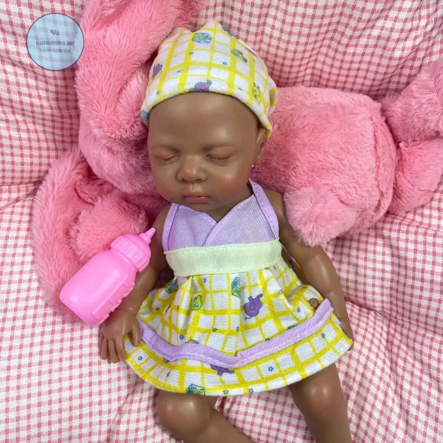Image of Reborn Baby Dolls Mini 13 Inch Full Silicone Reborn Baby Luna Dark