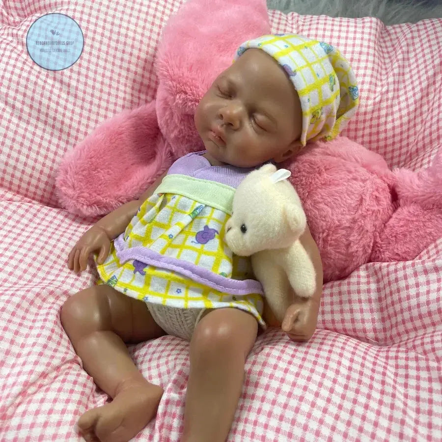 Image of Reborn Baby Dolls Mini 13 Inch Full Silicone Reborn Baby Luna Dark