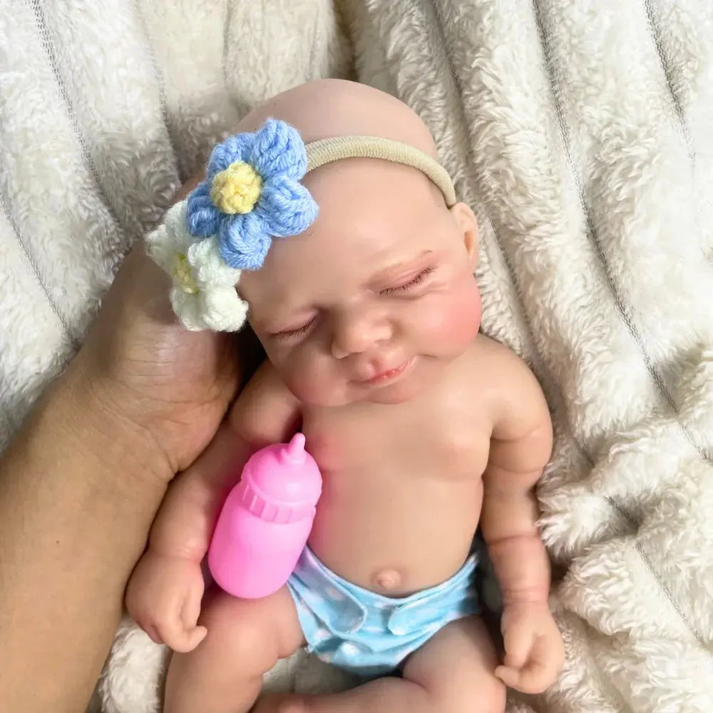 Image of Reborn Baby Dolls Mini 13 Inch Full Solid Silicone Reborn Baby Doll