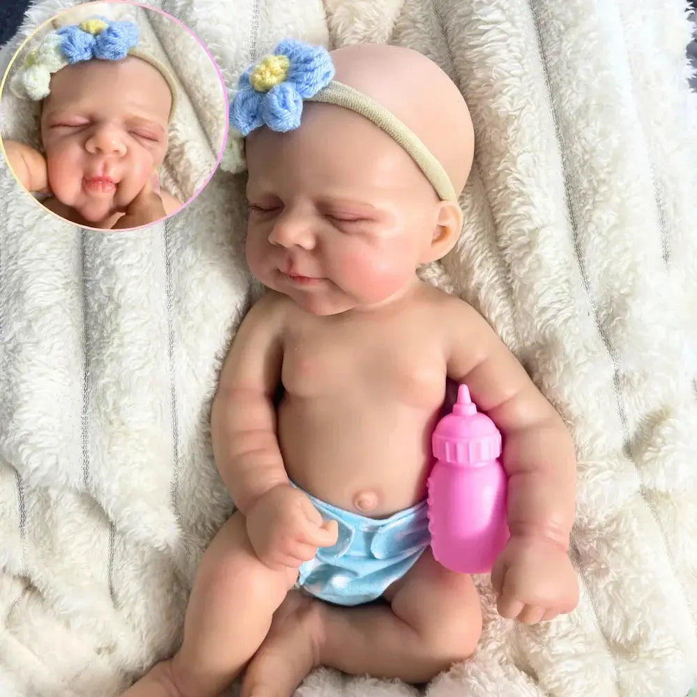 Image of Reborn Baby Dolls Mini 13 Inch Full Solid Silicone Reborn Baby Doll