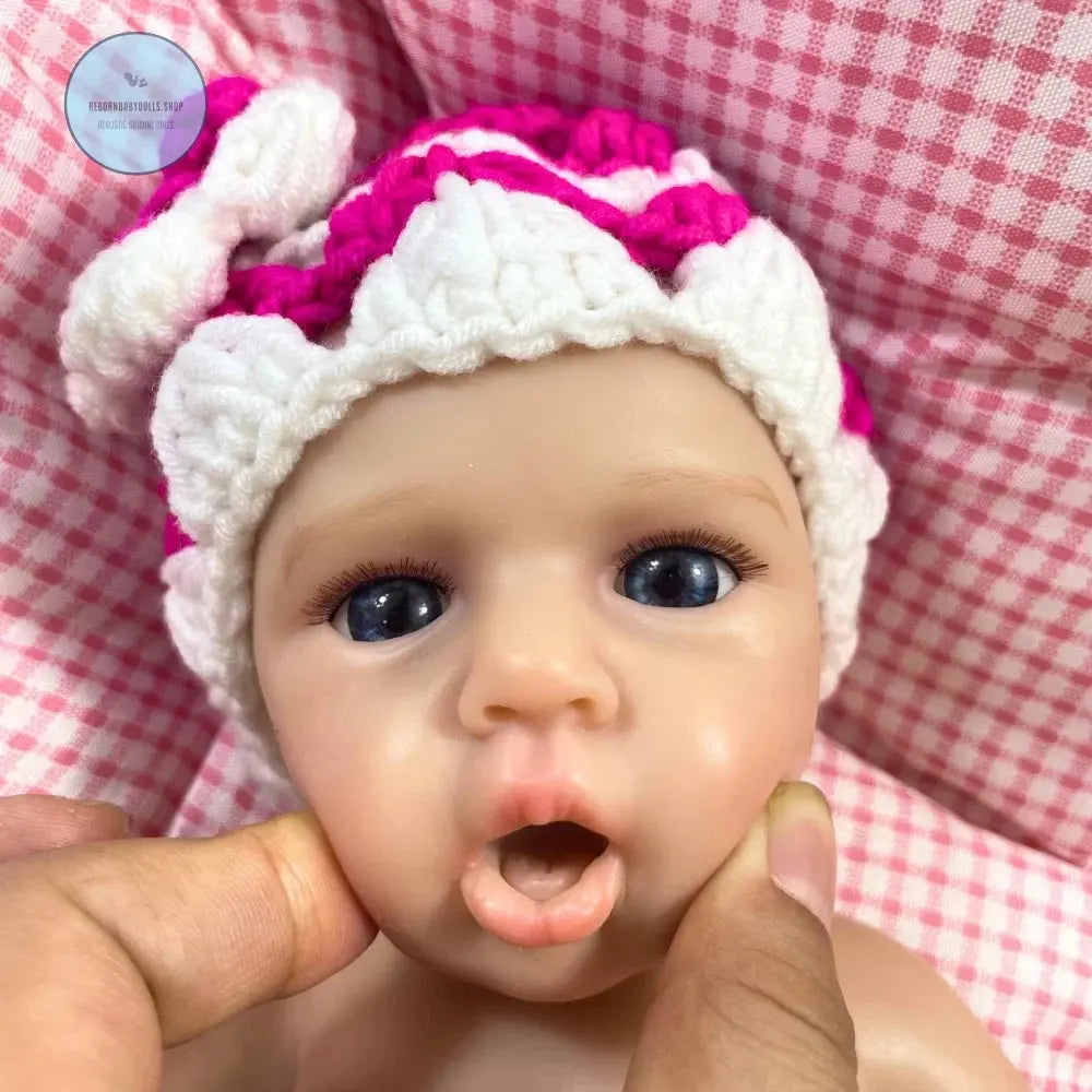 Image of Reborn Baby Dolls Mini 13 Inch Open Mouth Loulou Awake Silicone