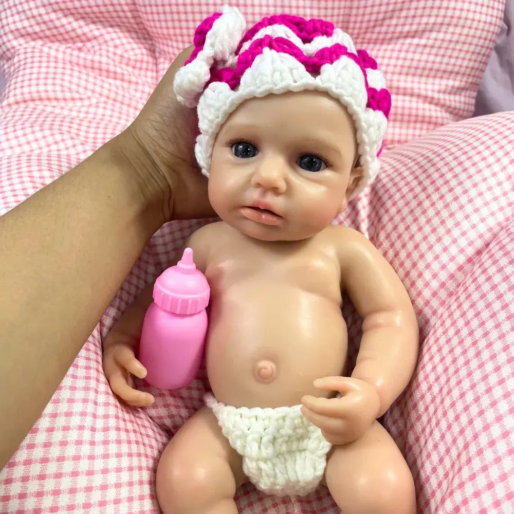 Image of Reborn Baby Dolls Mini 13 Inch Open Mouth Loulou Awake Silicone