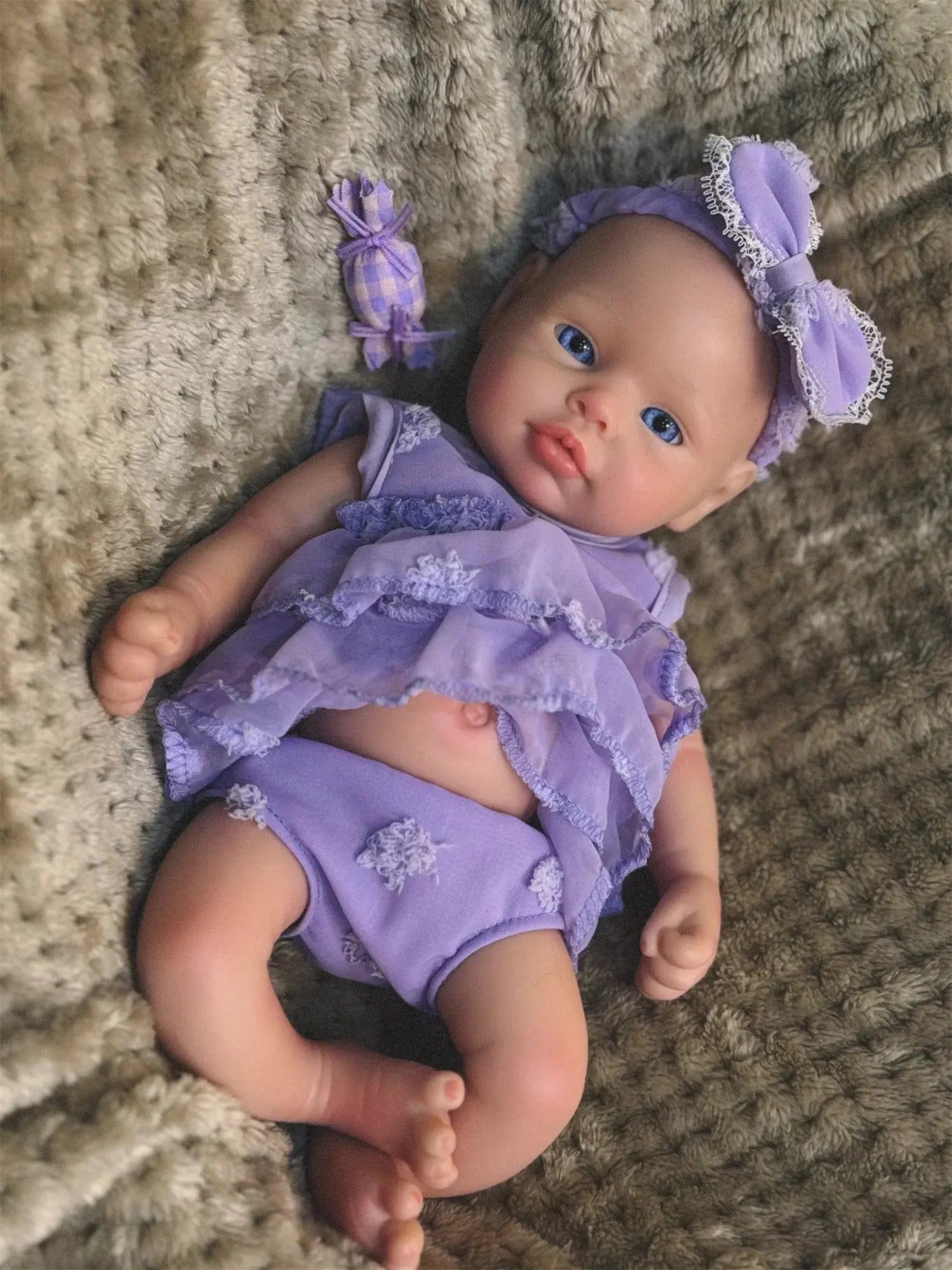 Image of Reborn Baby Dolls Open Eyes 33Cm Can Washable Full Body Solid