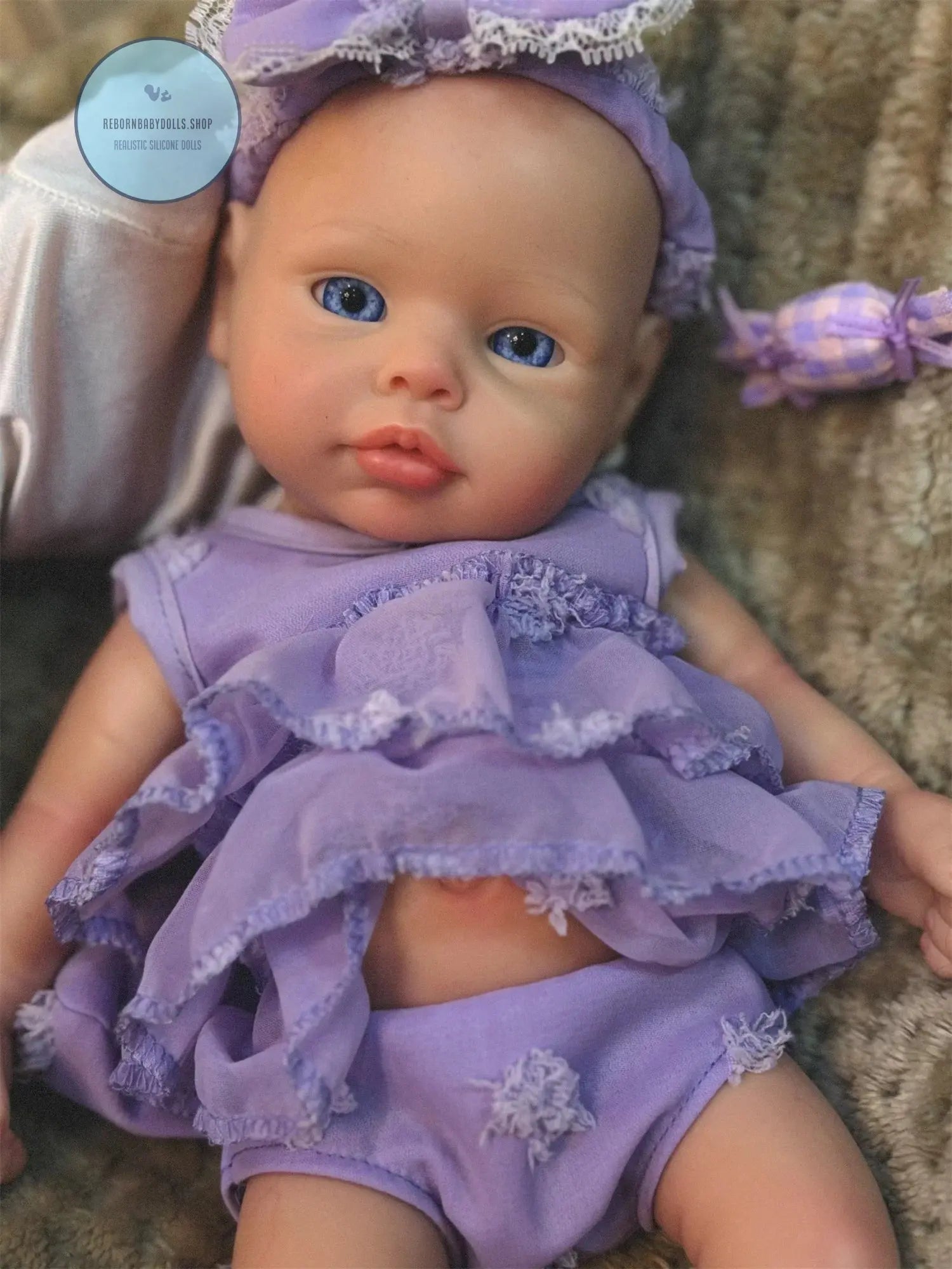 Image of Reborn Baby Dolls Open Eyes 33Cm Can Washable Full Body Solid