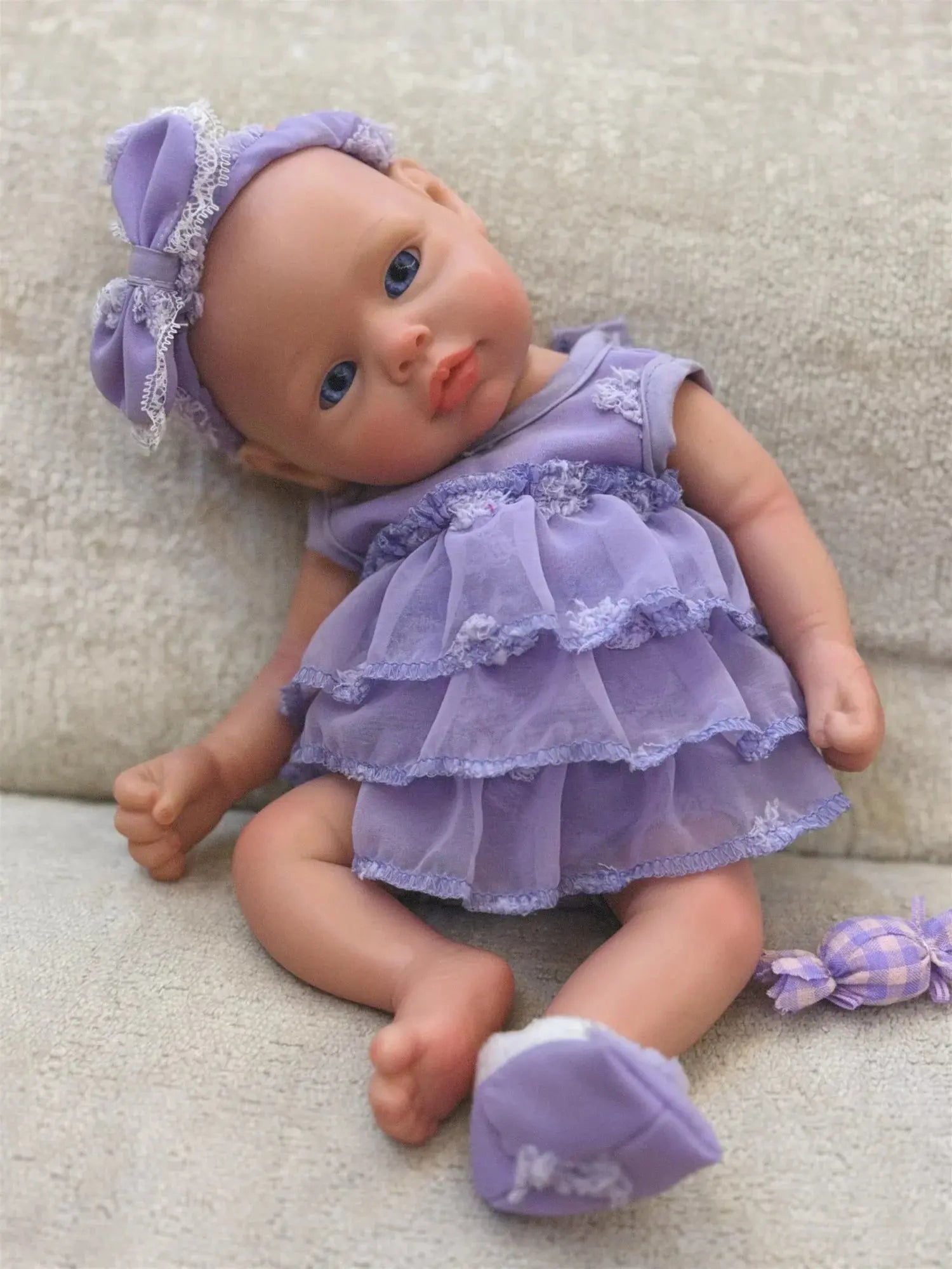 Image of Reborn Baby Dolls Open Eyes 33Cm Can Washable Full Body Solid