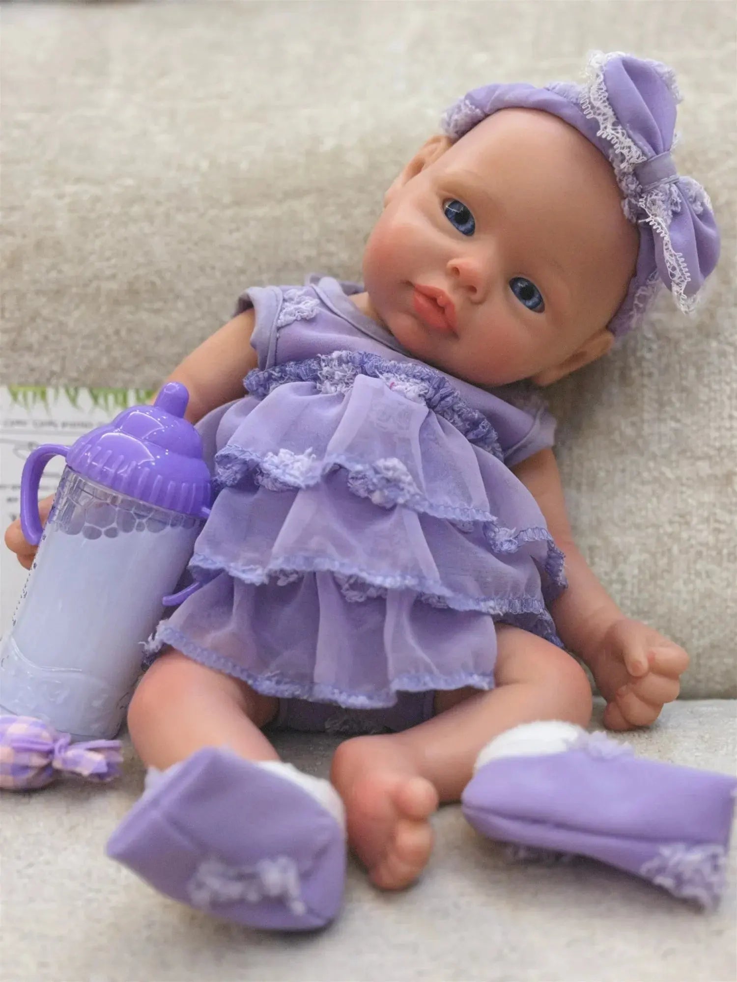 Image of Reborn Baby Dolls Open Eyes 33Cm Can Washable Full Body Solid