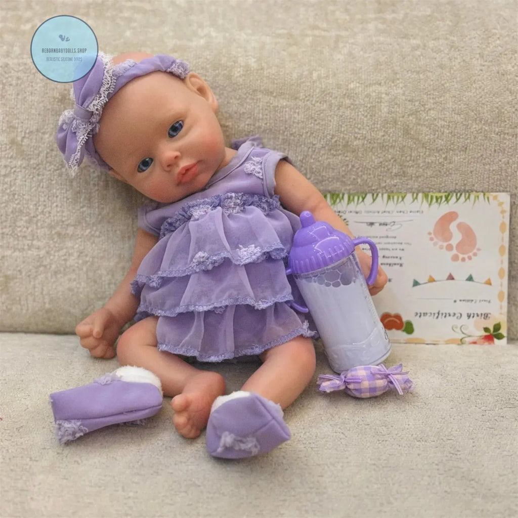 Image of Reborn Baby Dolls Open Eyes 33Cm Can Washable Full Body Solid