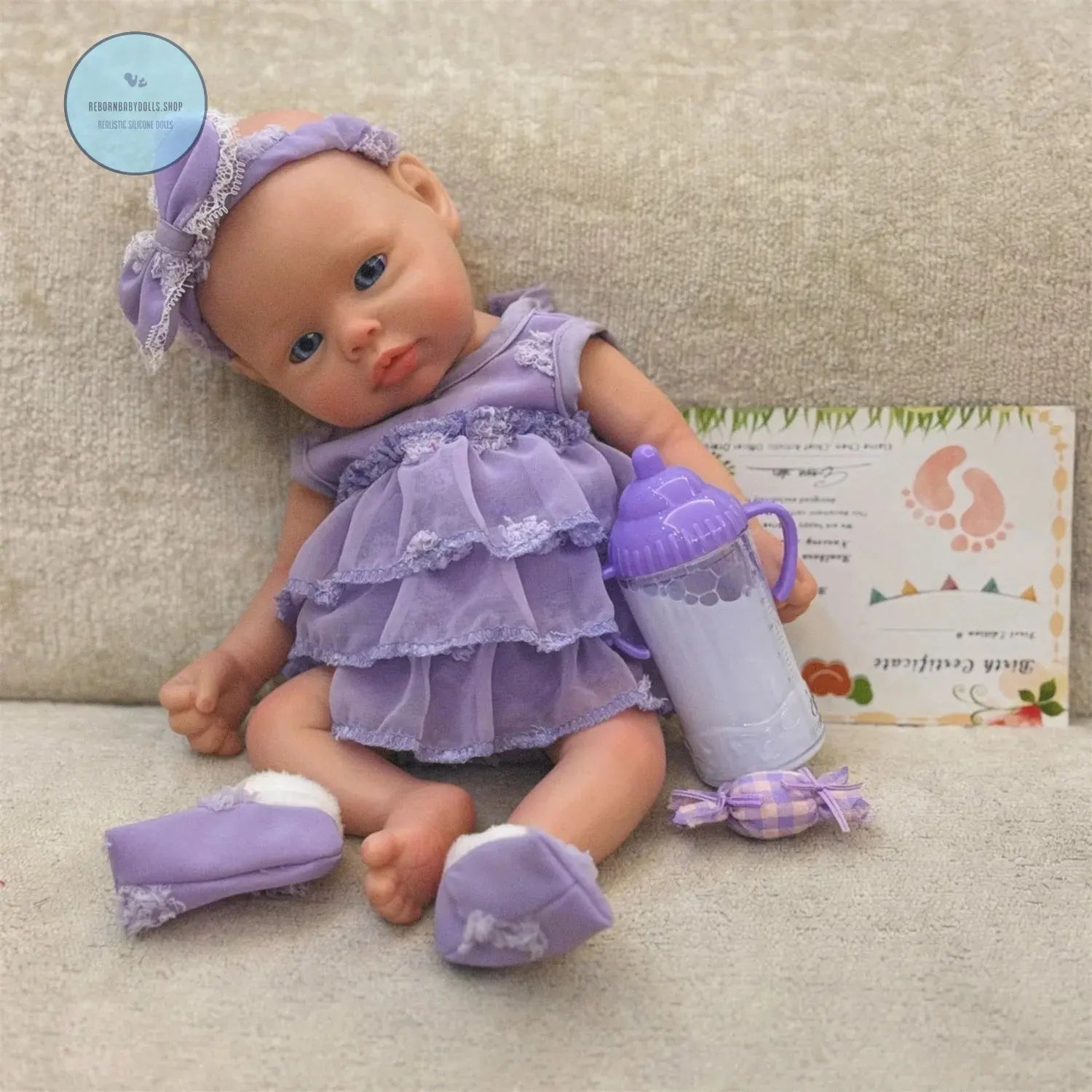 Image of Reborn Baby Dolls Open Eyes 33Cm Can Washable Full Body Solid