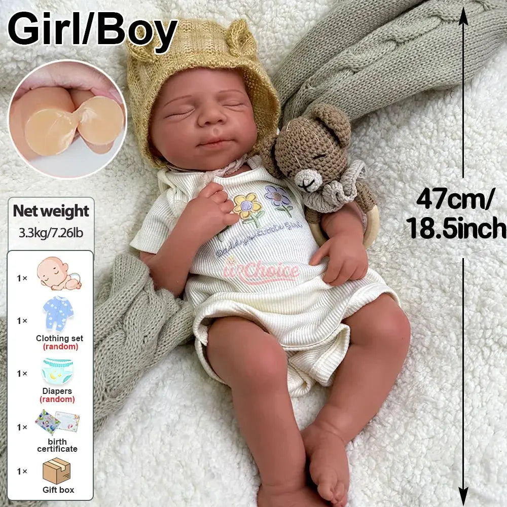 Image of Reborn Baby Dolls Realistic High-Simulation 18.5" Solid Silicone