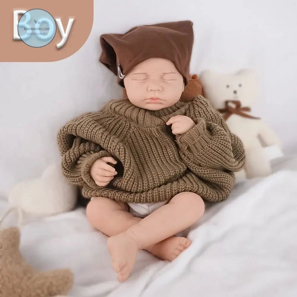 Image of Reborn Baby Dolls Sleeping Little Prince "19.3-Inch Solid Silicone