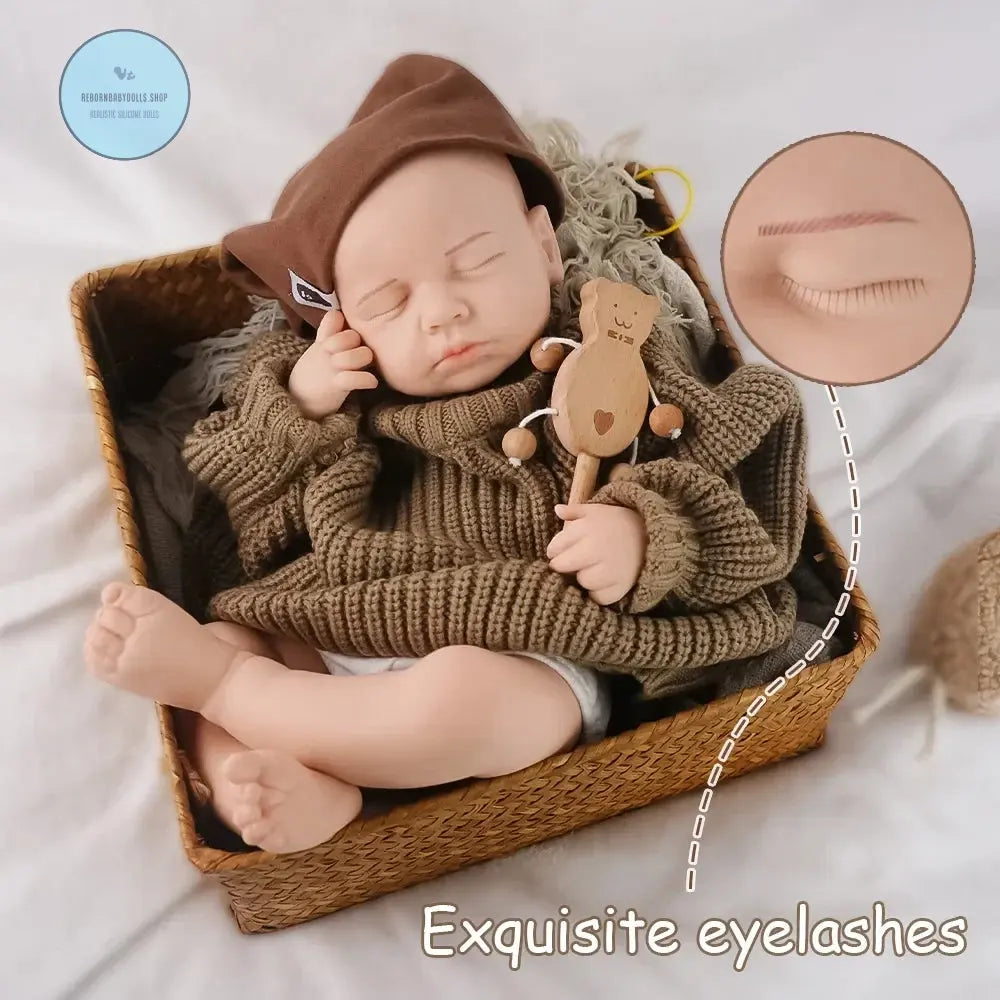 Image of Reborn Baby Dolls Sleeping Little Prince "19.3-Inch Solid Silicone