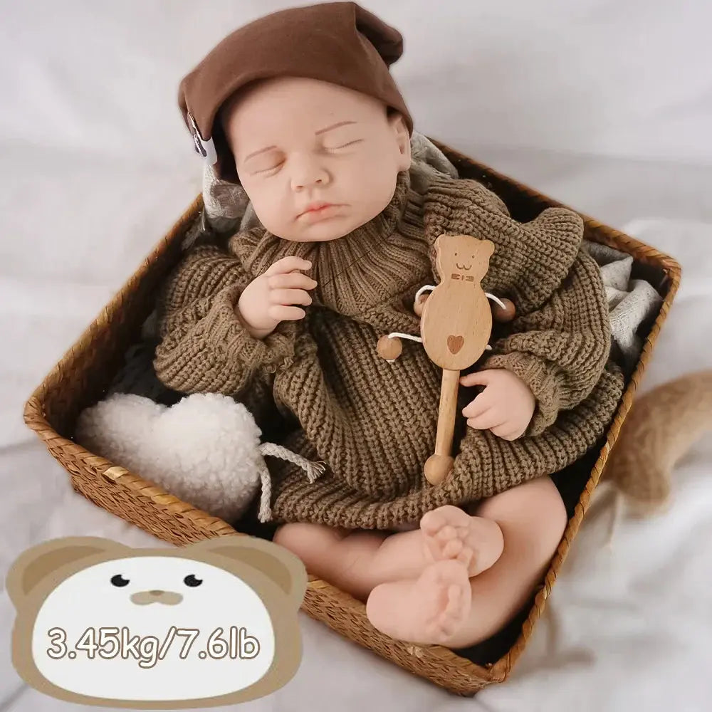 Image of Reborn Baby Dolls Sleeping Little Prince "19.3-Inch Solid Silicone