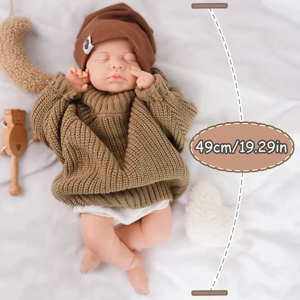 Image of Reborn Baby Dolls Sleeping Little Prince "19.3-Inch Solid Silicone