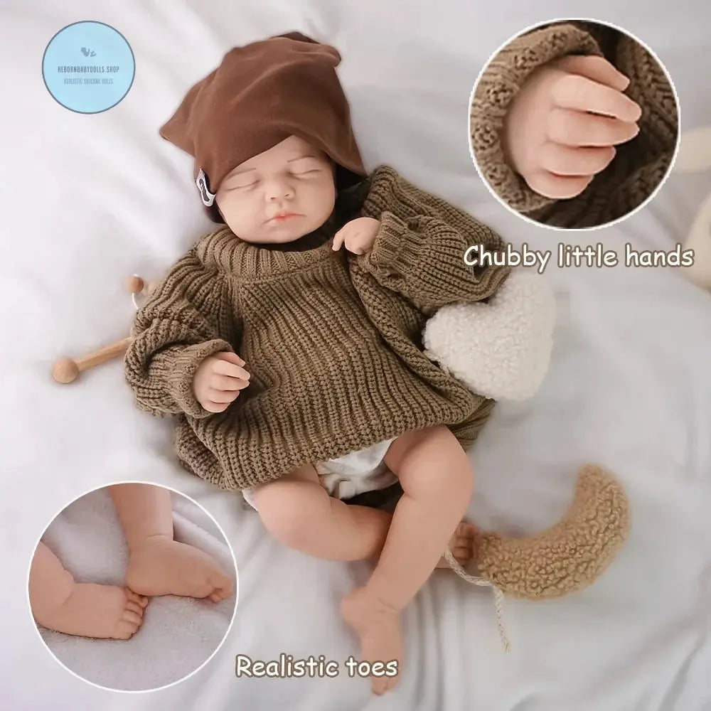 Image of Reborn Baby Dolls Sleeping Little Prince "19.3-Inch Solid Silicone