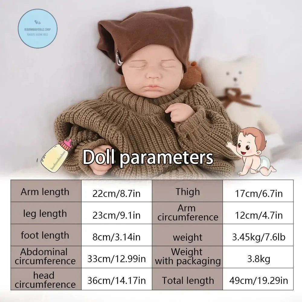 Image of Reborn Baby Dolls Sleeping Little Prince "19.3-Inch Solid Silicone