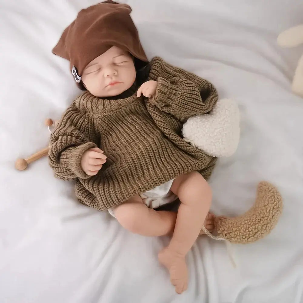Image of Reborn Baby Dolls Sleeping Little Prince "19.3-Inch Solid Silicone