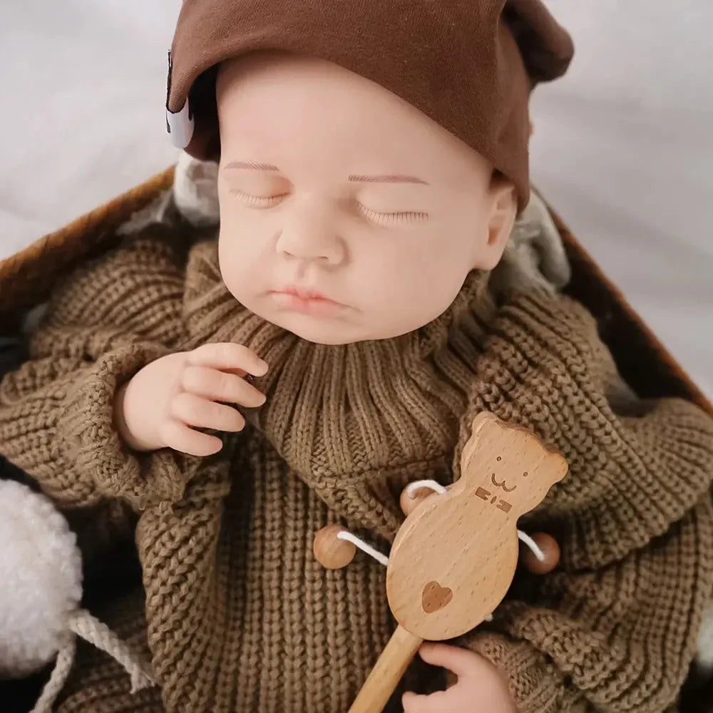Image of Reborn Baby Dolls Sleeping Little Prince "19.3-Inch Solid Silicone