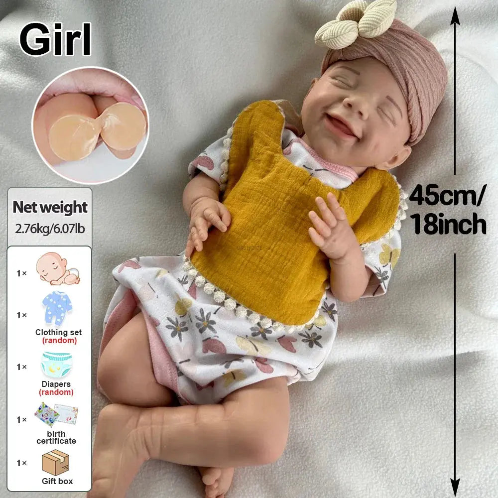 Image of Reborn Baby Dolls Soft Lifelike Silicone Reborn Baby Girl 45Cm