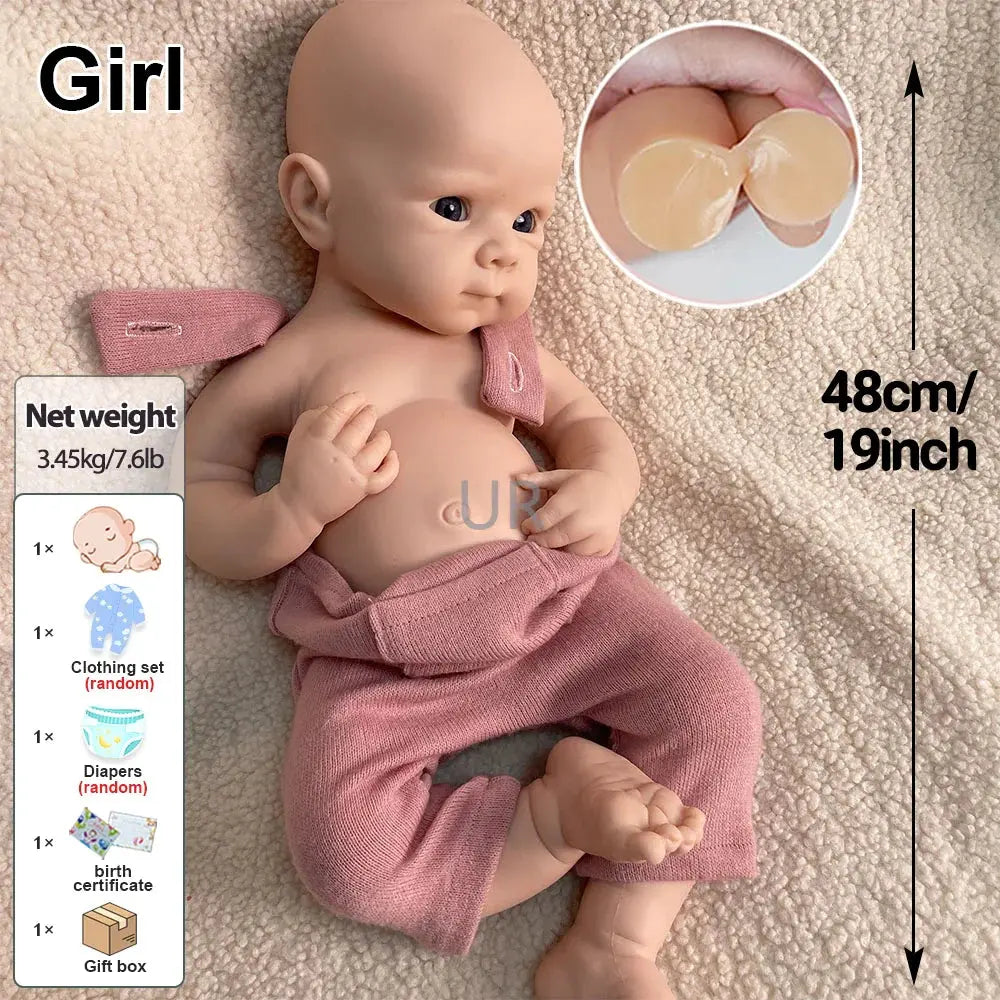 Image of Reborn Baby Dolls Unpainted 19" 100% Solid Platinum Silicone Reborn
