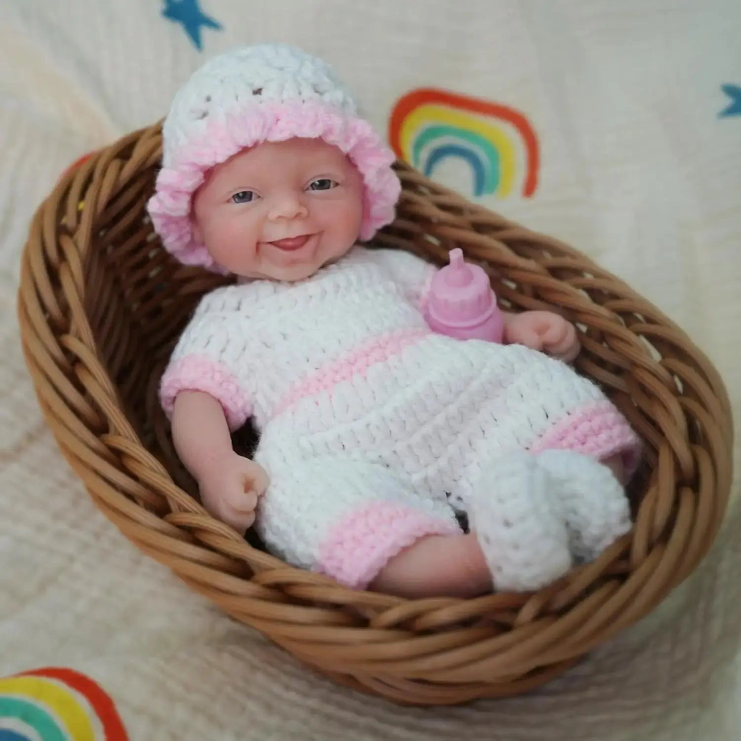 Image of Reborn Baby Dolls Reborn Baby Doll 7 Inch Silicone Full Body Eyes