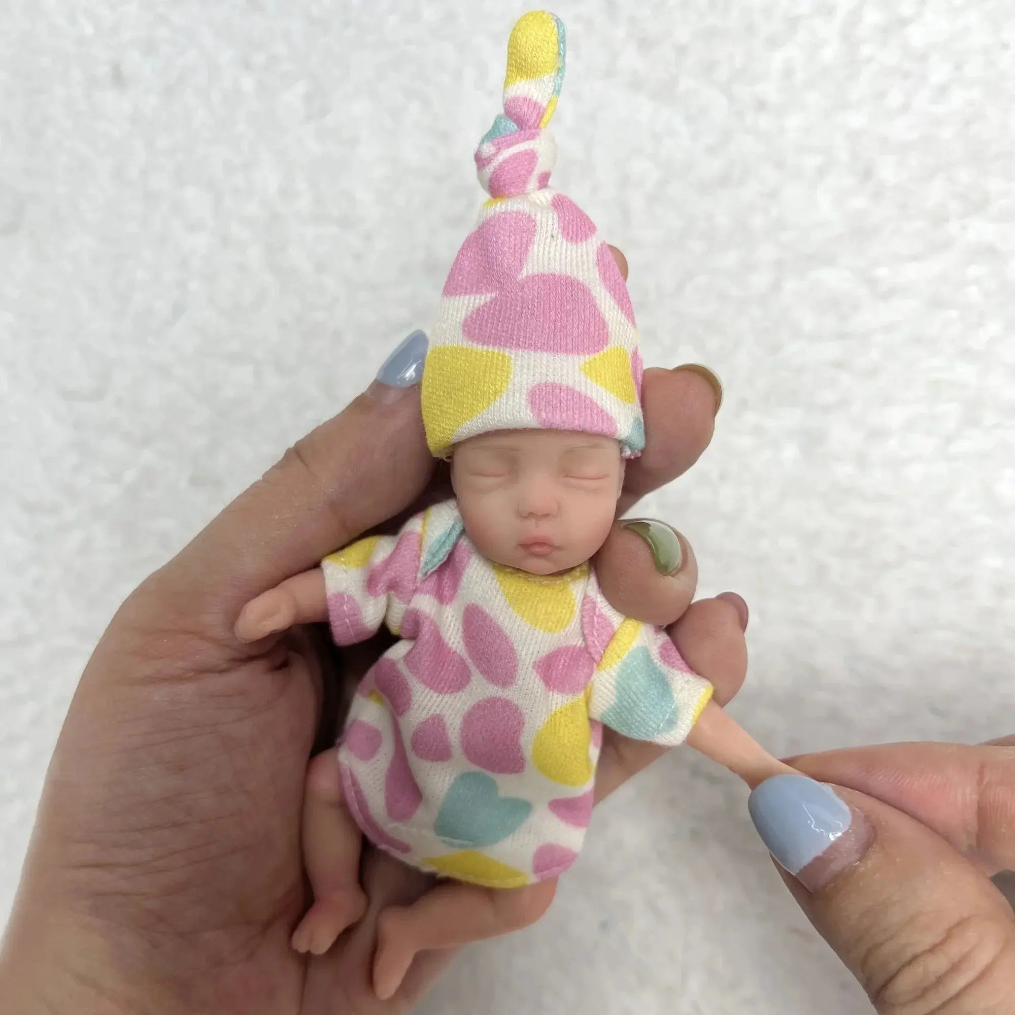 Image of Reborn Baby Dolls 11Cm Painted Mini Silicone Palm Girl With 2 Set Of