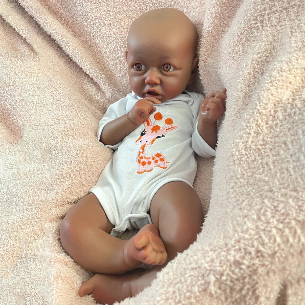 Image of Reborn Baby Dolls 100% Siold Silicone Reborn Baby Dark African Girl