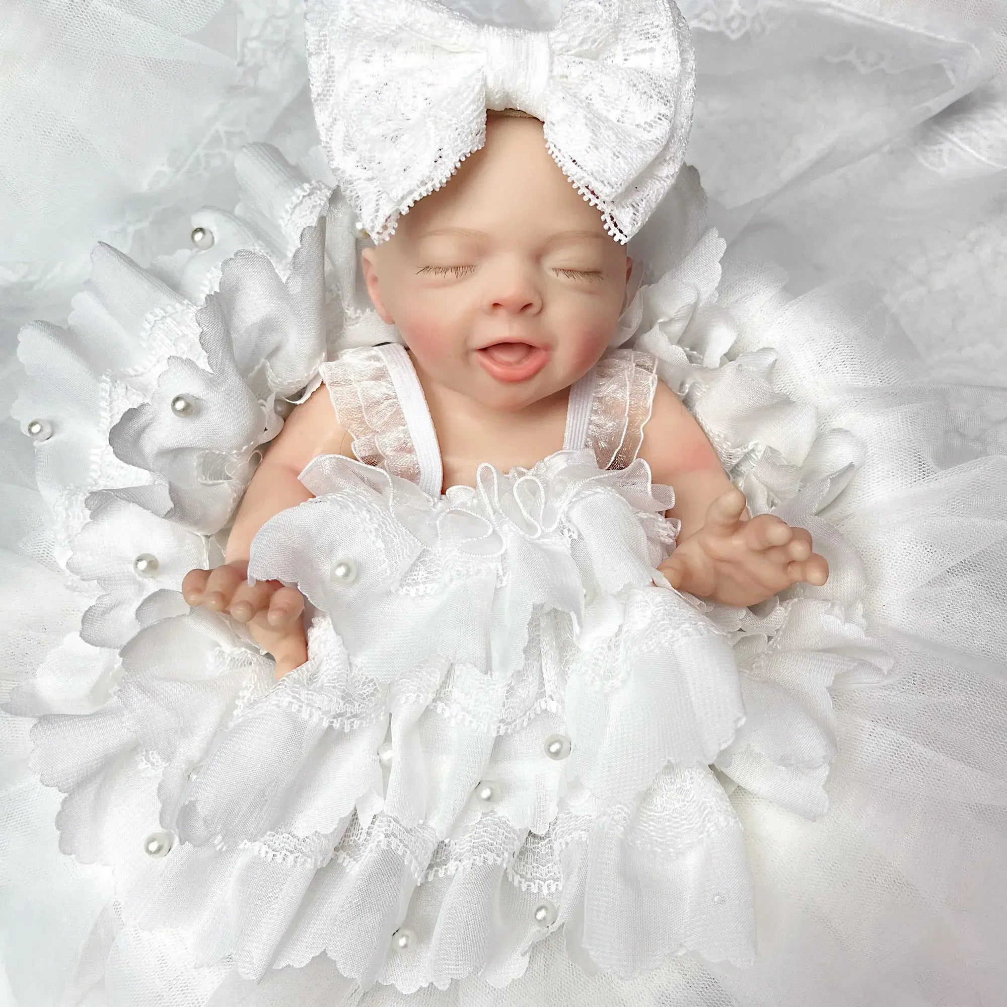 Image of Reborn Baby Dolls Lovely Sleeping Girl 25Cm Full Body Soft Solid