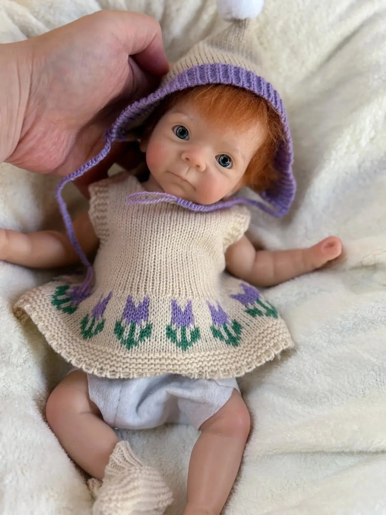 Image of Reborn Baby Dolls 1Pc 10Inch Open Mouth Girl With Hair Full Solid