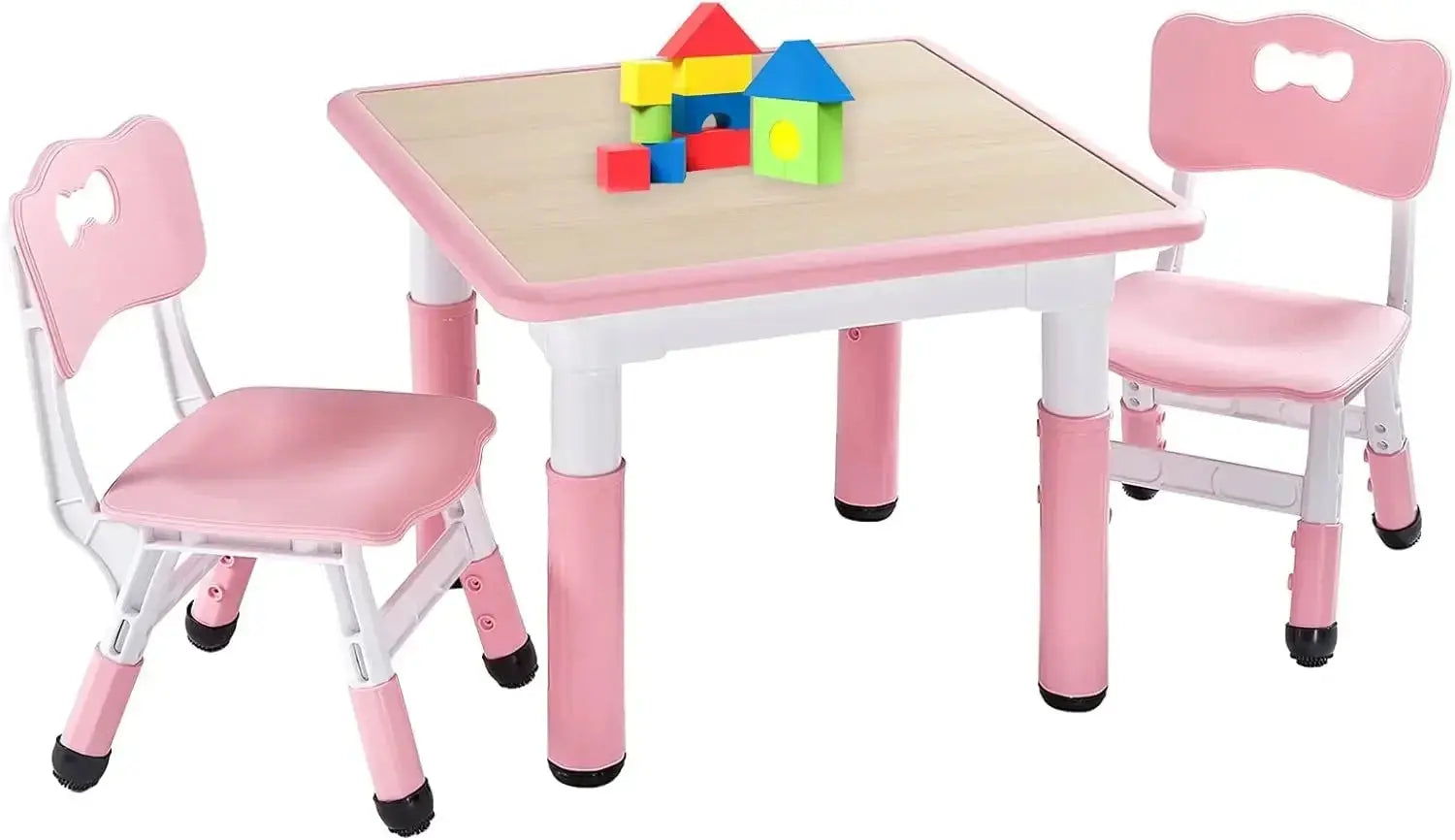 Image of Reborn Baby Dolls Kids Table And 2 Chairs Set, Height Adjustable