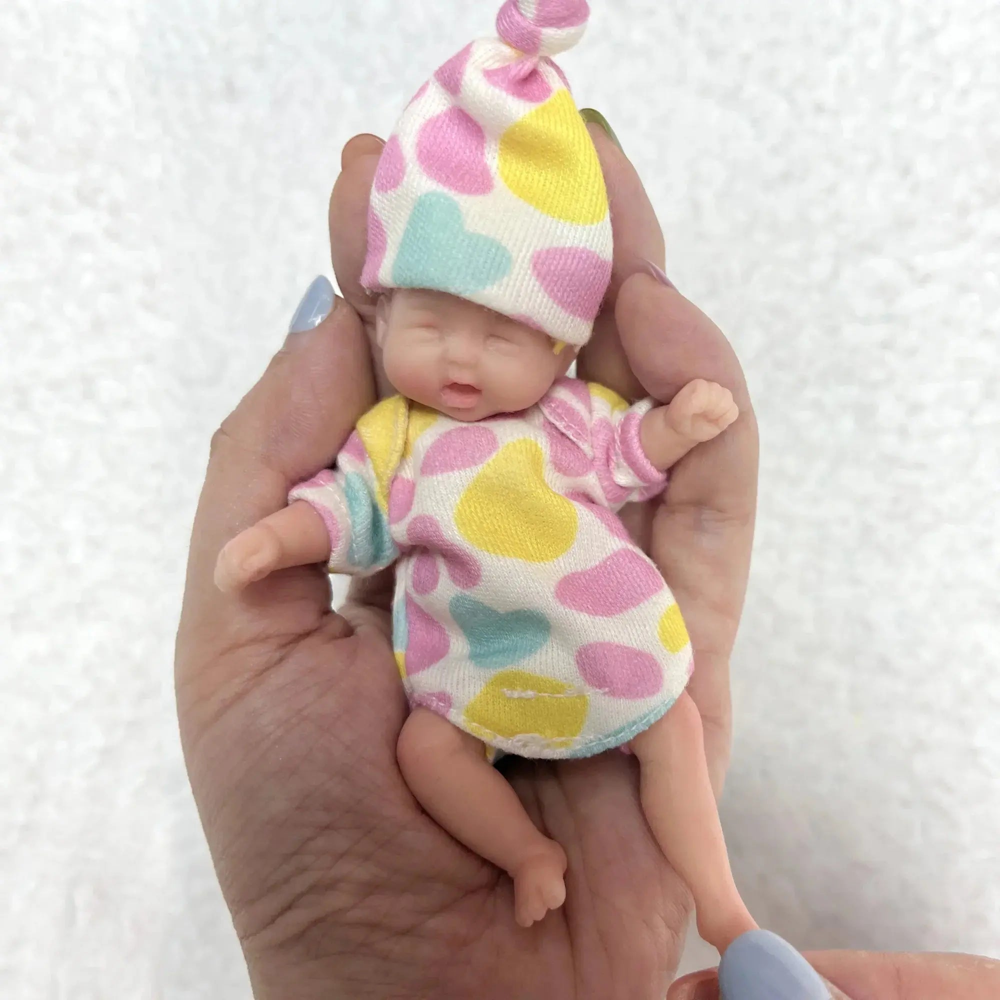 Image of Reborn Baby Dolls 11Cm Painted Mini Silicone Palm Girl With 2 Set Of