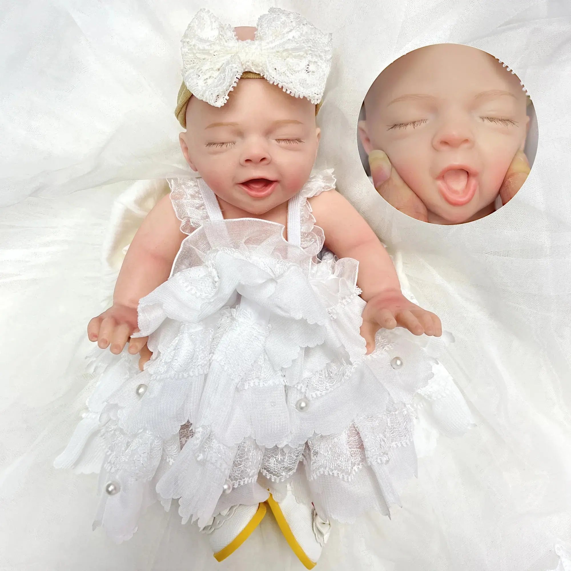 Image of Reborn Baby Dolls Lovely Sleeping Girl 25Cm Full Body Soft Solid