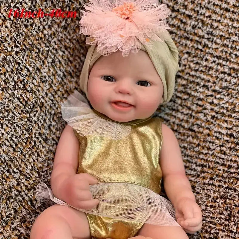 Image of Reborn Baby Dolls 16 Inch Emmy Bebe Reborn Reallista De Silicone Girl