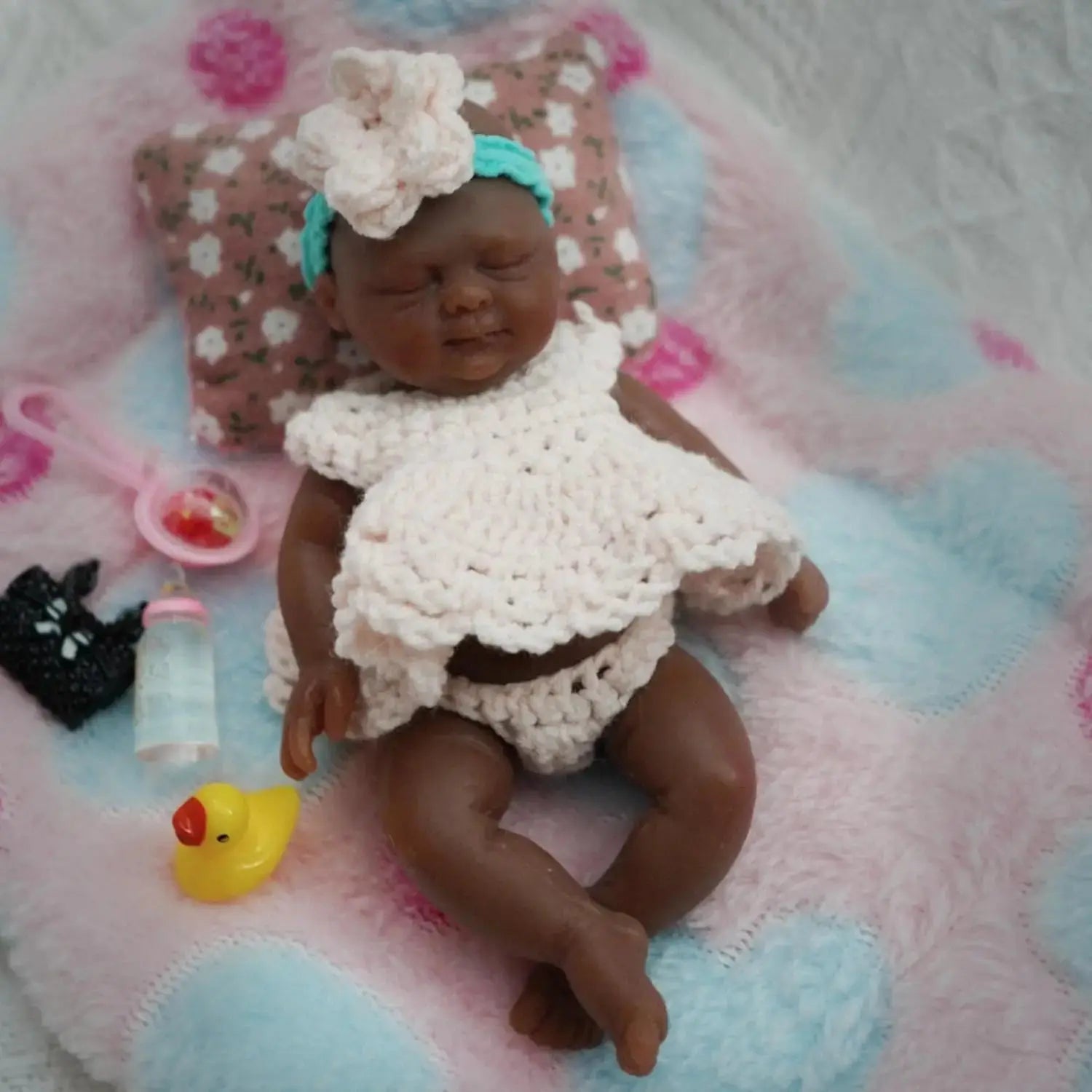 Image of Reborn Baby Dolls Mini Silicone Baby Black 4.5 Inch Reborn Baby Dolls