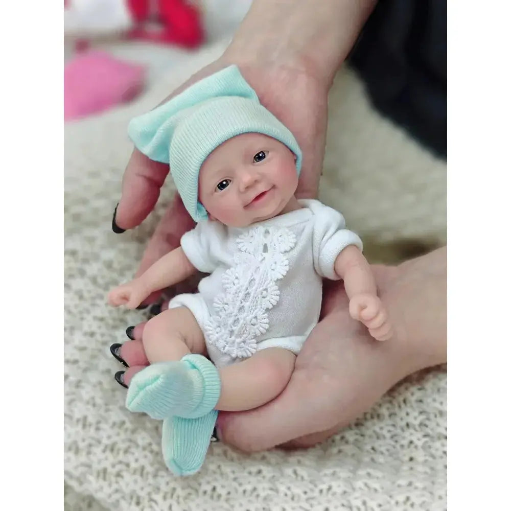 Image of Reborn Baby Dolls Reborn Baby Doll Silicone Full Body 7"  Blue Eyes