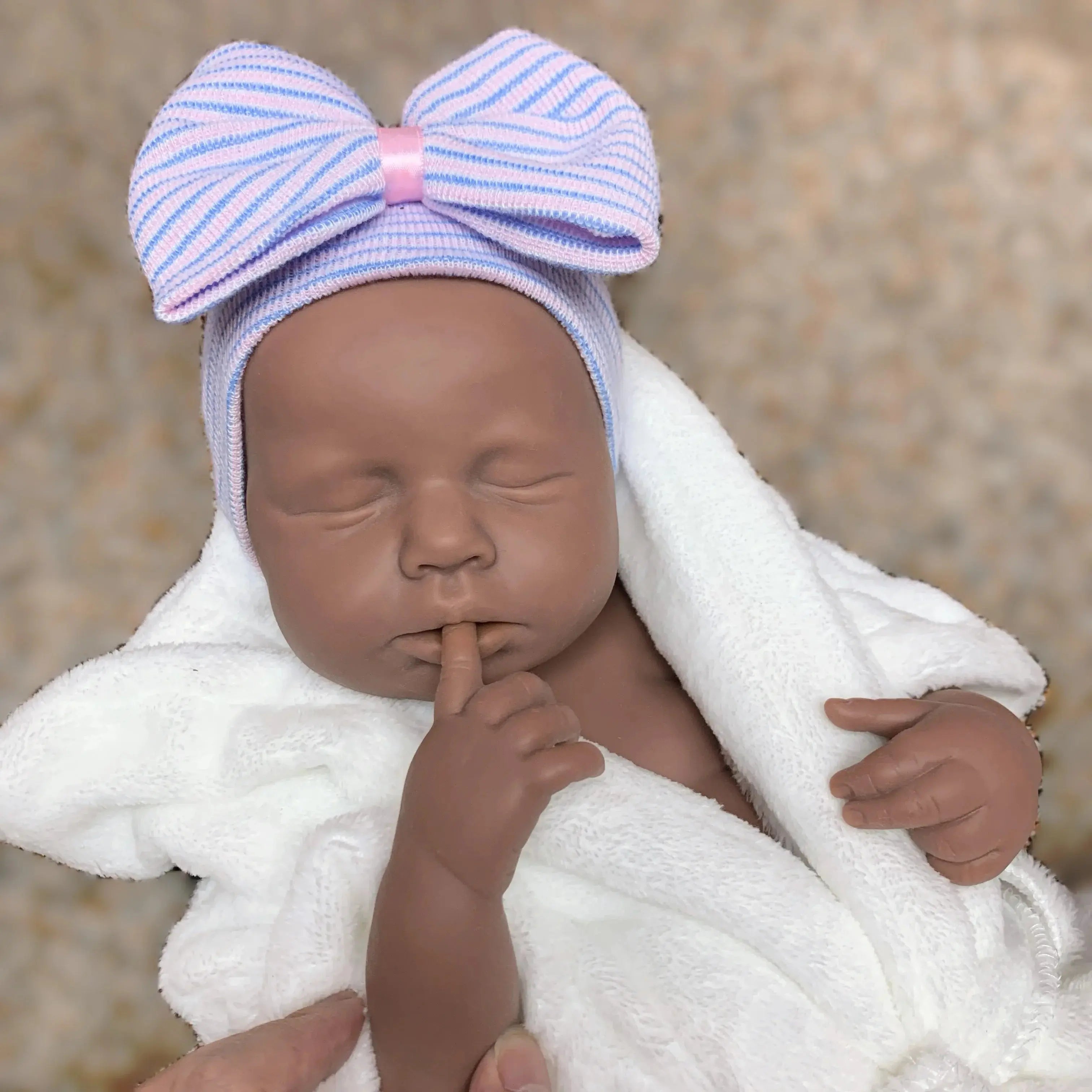 Image of Reborn Baby Dolls 18 Inch Chocolate Skin Silicone Loulou Reborn Girl