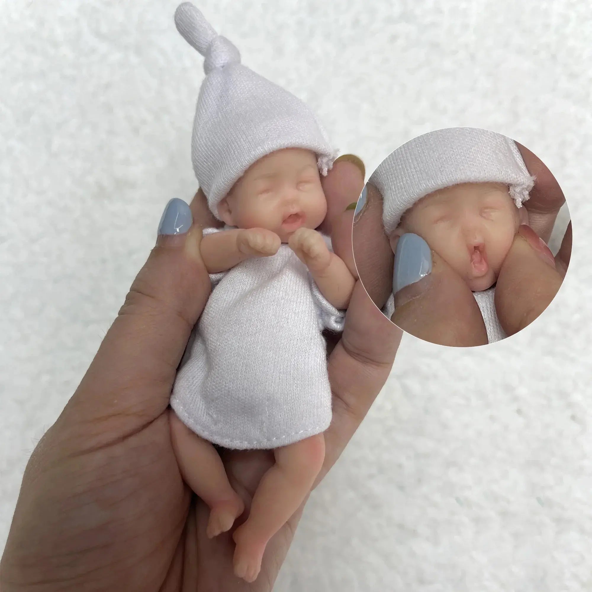 Image of Reborn Baby Dolls 11Cm Painted Mini Silicone Palm Girl With 2 Set Of