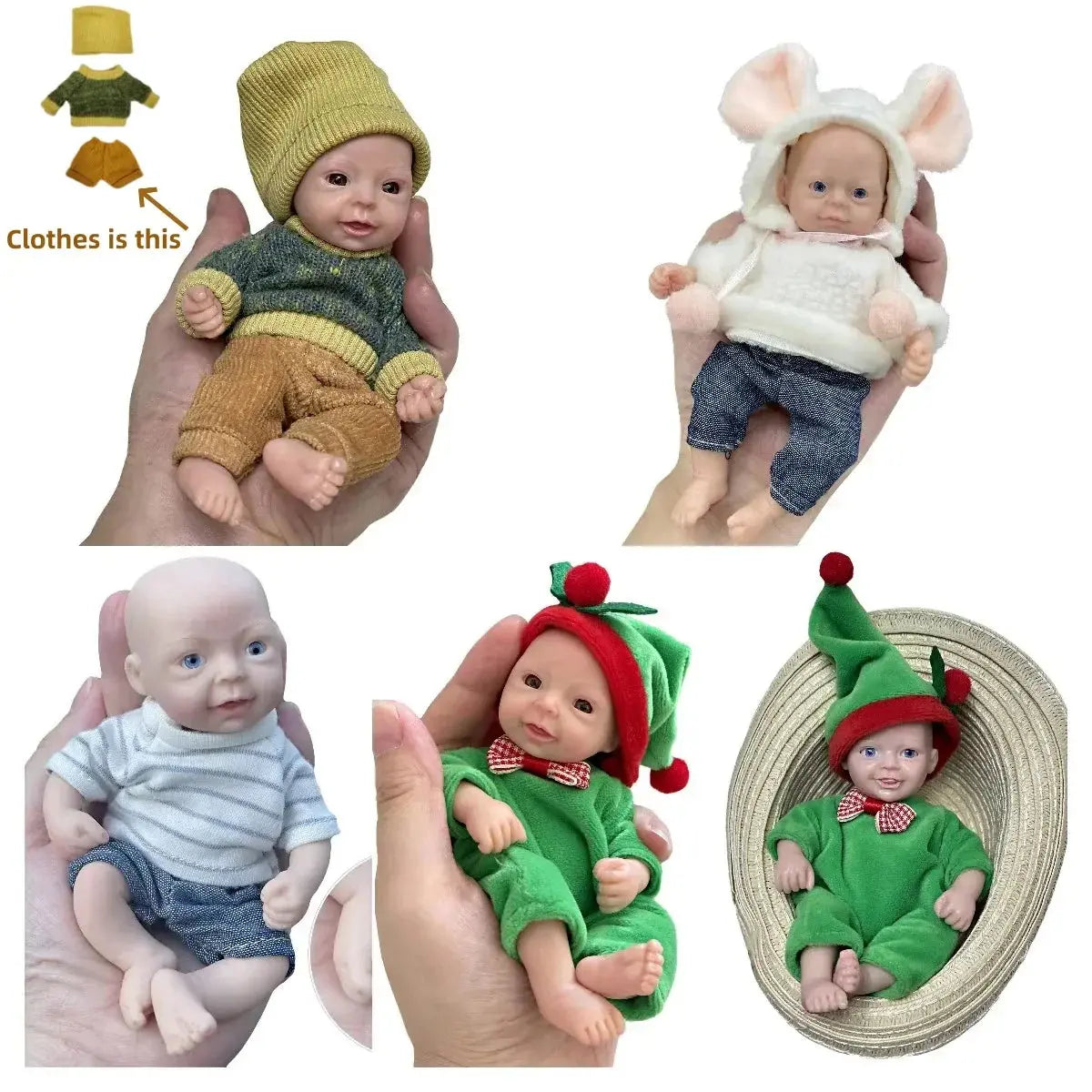 Image of Reborn Baby Dolls Lovely 6 Inch Palm Newborn Babies Full Body
