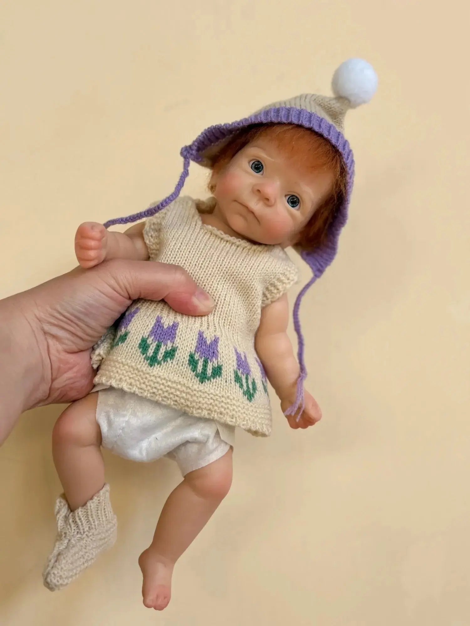 Image of Reborn Baby Dolls 1Pc 10Inch Open Mouth Girl With Hair Full Solid