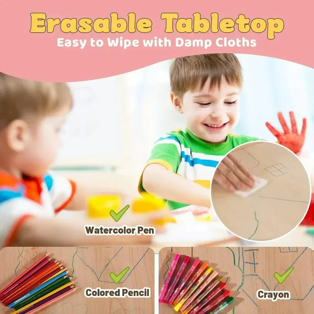 Image of Reborn Baby Dolls Kids Table And 2 Chairs Set, Height Adjustable