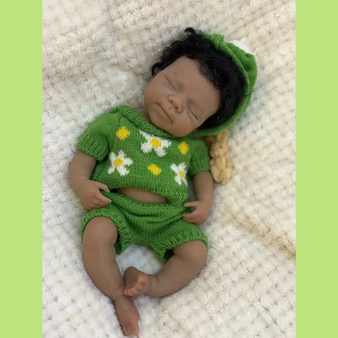 Image of Reborn Baby Dolls Can Open Mouth 26Cm Dark Skin Pascale Full Body