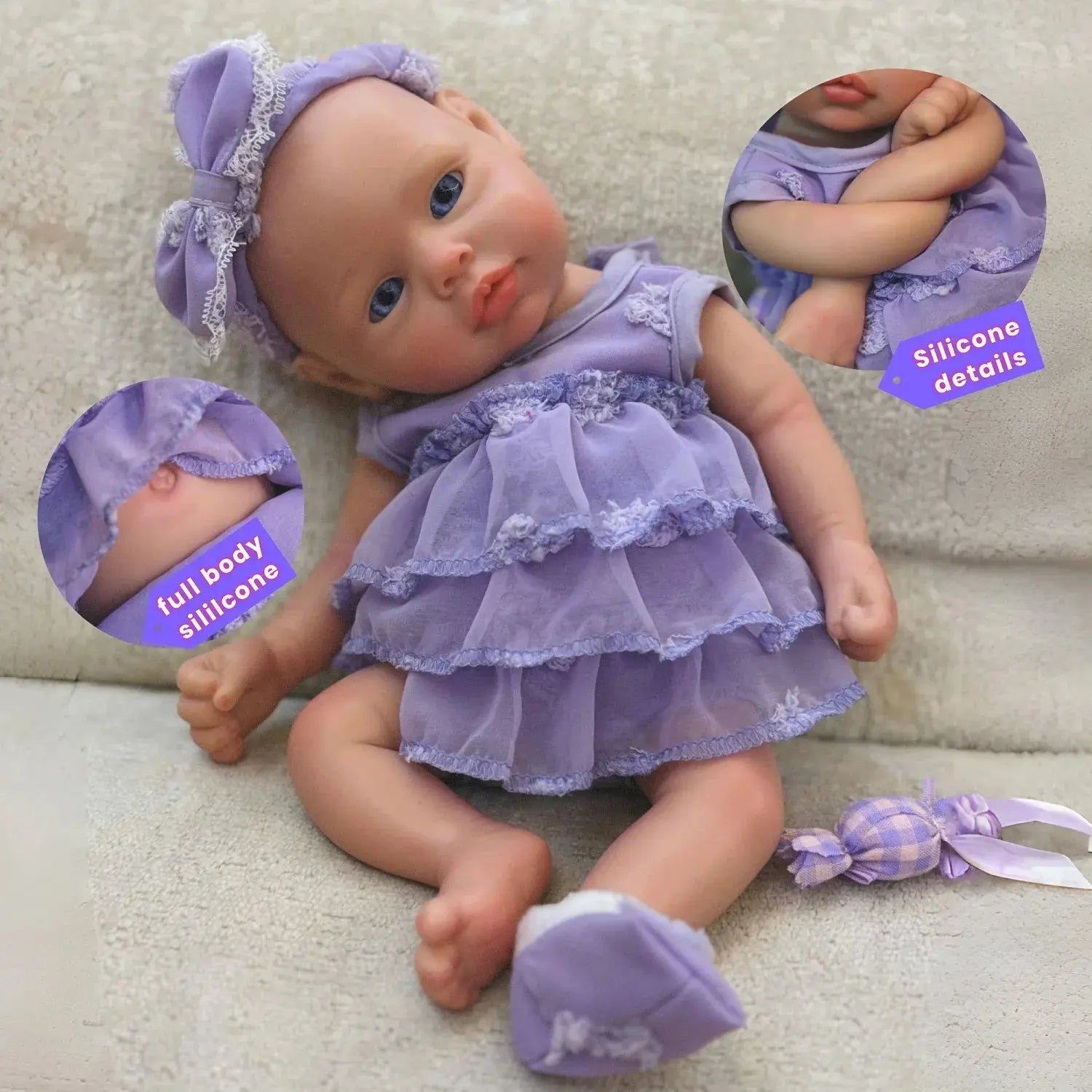 Image of Reborn Baby Dolls 33Cm Silicone Girl Reborn Doll Painted Full Body