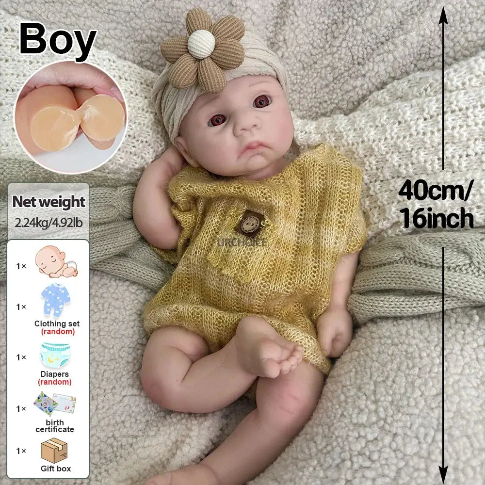 Image of Reborn Baby Dolls Handmade 16Inch Lifelike Silicone Reborn Baby Boy