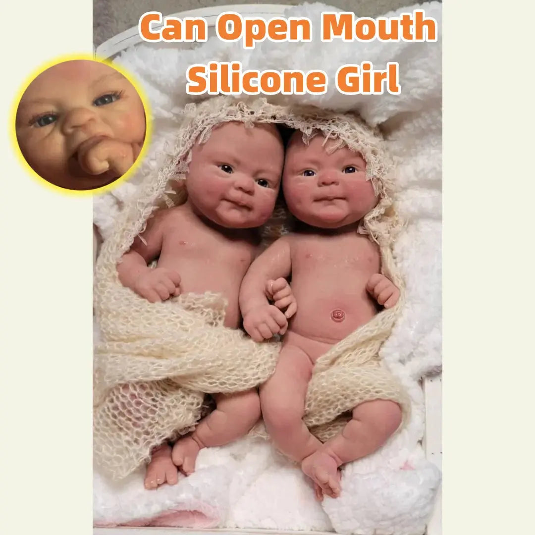 Image of Reborn Baby Dolls 40Cm Can Open Mouth Coco Full Body Solid Siicone