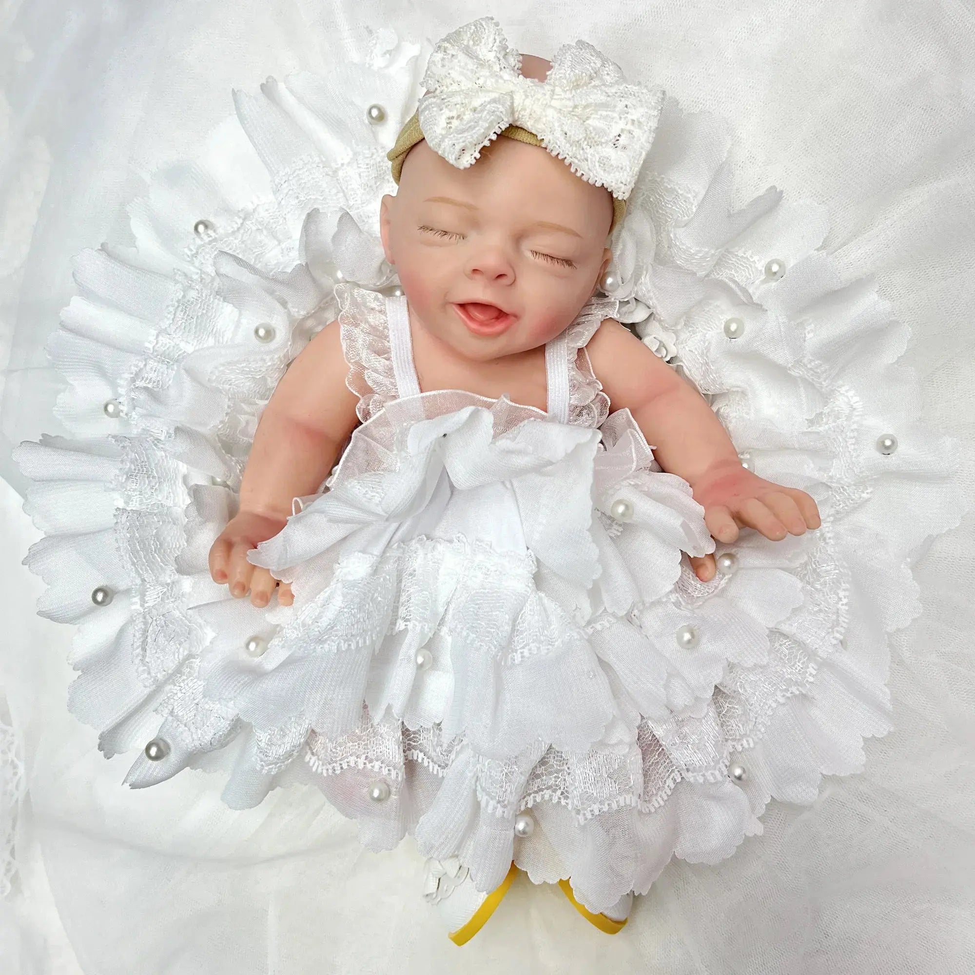 Image of Reborn Baby Dolls Lovely Sleeping Girl 25Cm Full Body Soft Solid